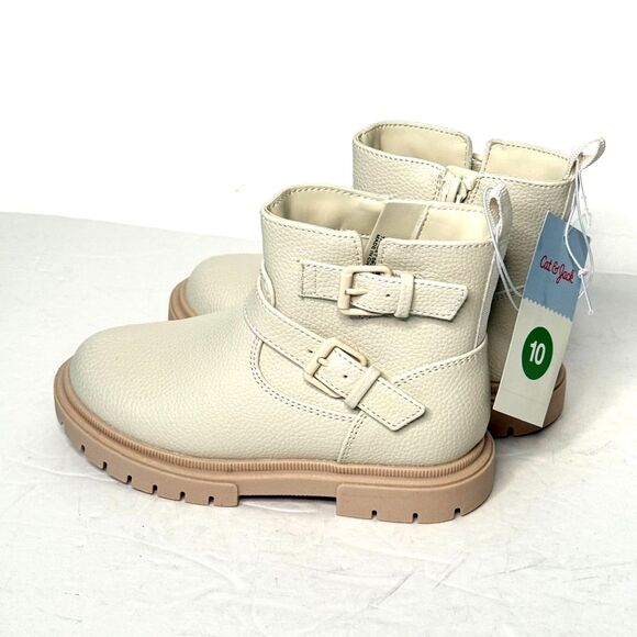 Cat & Jack Girl Ankle Boots Cream/Ivory Size 100 NWT - Picture 1 of 10